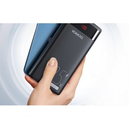 Romoss Ares 20PF Digital Display Power Bank 22.5W 20000 mAh PD - външна батерия с два USB-A и един USB-C изходи и технология за бързо зареждане (черен) 6
