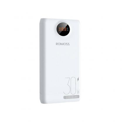Romoss SW20S Pro Digital Display Power Bank 30W 20000 mAh - външна батерия с два USB-A и един USB-C изходи и технология за бързо зареждане (бял) 3
