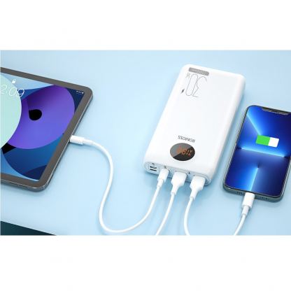 Romoss SW20S Pro Digital Display Power Bank 30W 20000 mAh - външна батерия с два USB-A и един USB-C изходи и технология за бързо зареждане (бял) 5