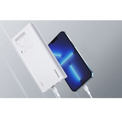 Romoss SENSE8F Fast Charging Power Bank 22.5W 30000 mAh - външна батерия с два USB-A и един USB-C изходи и технология за бързо зареждане (бял) 3
