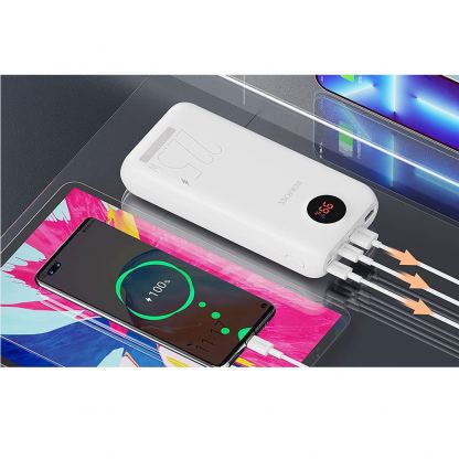 Romoss PSW30PF Digital Display Power Bank 22.5W 30000 mAh - външна батерия с два USB-A и един USB-C изходи и технология за бързо зареждане (бял) 5
