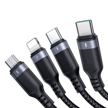 Joyroom Fast 4-in-1 Charging Data Cable 3.5А - универсален USB-A кабел с microUSB, Lightning и 2xUSB-C конектори (120 см) (черен) 4