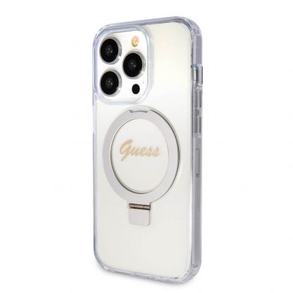 Guess IML Ringstand Glitter MagSafe Case - хибриден удароустойчив кейс с MagSafe за iPhone 15 Pro Max (прозрачен) 2