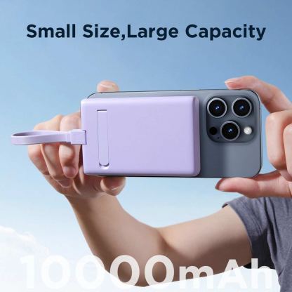 Joyroom Magnetic Power Bank with Lightning cable 20W 10000mAh - външна батерия с USB-C към Lightning кабел, USB-C и Lightning портове (лилав) 8
