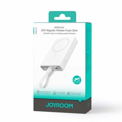 Joyroom Magnetic Power Bank with Lightning cable 20W 10000mAh - външна батерия с USB-C към Lightning кабел, USB-C и Lightning портове (бял) 2