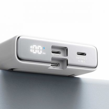 Joyroom Magnetic Power Bank with Lightning cable 20W 10000mAh - външна батерия с USB-C към Lightning кабел, USB-C и Lightning портове (бял) 6