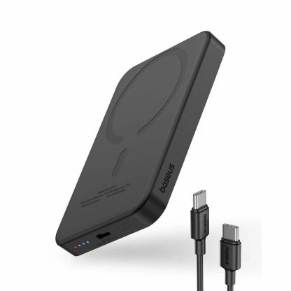 Baseus Magnetic Wireless Charging Power Bank 5000 mAh 20W (P10022107113-00) - преносима външна батерия с USB-C порт и безжично зареждане с MagSafe (черен) 3