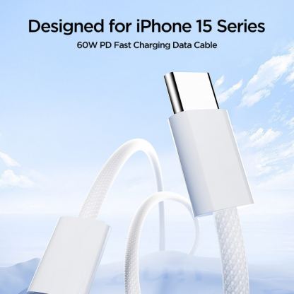 Joyroom Ben Series USB-C to USB-C Cable 60W PD - кабел с въжена оплетка и бързо зареждане за устройства с USB-C порт (100 см) (бял) 3