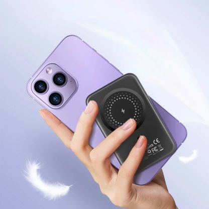 Choetech B655 Wireless MagSafe Powerbank 5000 mAh - преносима външна батерия с USB-C и USB-A портове и безжично зареждане с MagSafe (сребрист) 9