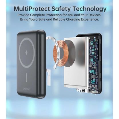 Choetech B662 Wireless MagSafe Powerbank  5000 mAh - преносима външна батерия с USB-C и USB-A портове и безжично зареждане с MagSafe (черен) 8