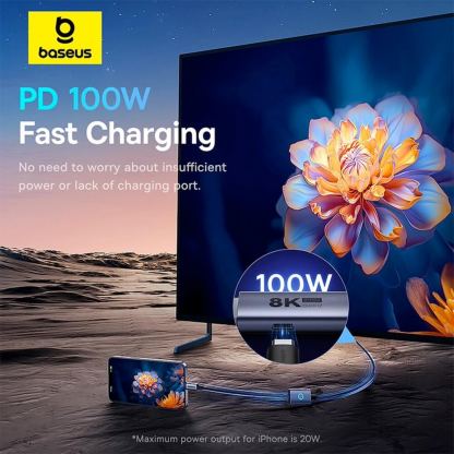 Baseus 8K 60Hz USB-C to DisplayPort Cable (BS-OH176) - кабел с поддръжка на 8K за свързване от USB-C към DisplayPort (черен) 10