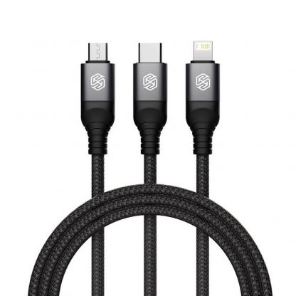 Nillkin Swift Pro 3-in-1 USB-A Fast Charging Cable 4.4A - универсален USB-A кабел с Lightning, microUSB и USB-C конектори (150 см) (черен) 2