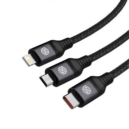 Nillkin Swift Pro 3-in-1 USB-A Fast Charging Cable 4.4A - универсален USB-A кабел с Lightning, microUSB и USB-C конектори (150 см) (черен) 3