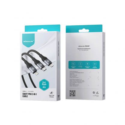 Nillkin Swift Pro 3-in-1 USB-A Fast Charging Cable 4.4A - универсален USB-A кабел с Lightning, microUSB и USB-C конектори (150 см) (черен) 5