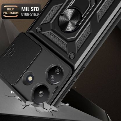 Tech-Protect CamShield Pro Hard Case - хибриден удароустойчив кейс с пръстен против изпускане за Xiaomi Redmi 13C, Xiaomi Poco C65 (черен) 2