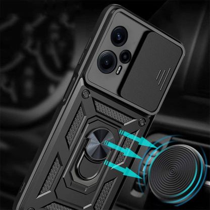 Tech-Protect CamShield Pro Hard Case - хибриден удароустойчив кейс с пръстен против изпускане за Xiaomi Poco F5 (черен) 4