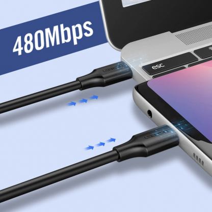 Ugreen USB-C to USB-C Fast Charging Cable 60W - здрав кабел с бързо зареждане за устройства с USB-C порт (300 см) (черен) 6