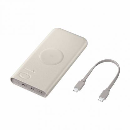Samsung Power Bank 10000 mAh 25W EB-U2510XUEGEU - външна батерия с 2xUSB-C порта и Qi технология за безжично зареждане (бежов) 3