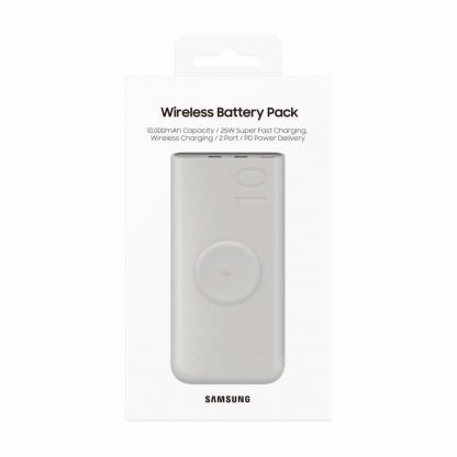 Samsung Power Bank 10000 mAh 25W EB-U2510XUEGEU - външна батерия с 2xUSB-C порта и Qi технология за безжично зареждане (бежов) 7