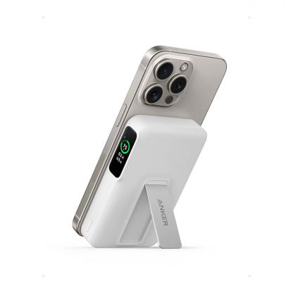 Anker 633 Magnetic Battery MagGo, 10 000 mAh, 15W - външна батерия с USB-C порт и безжично зареждане с MagSafe (бял)  2