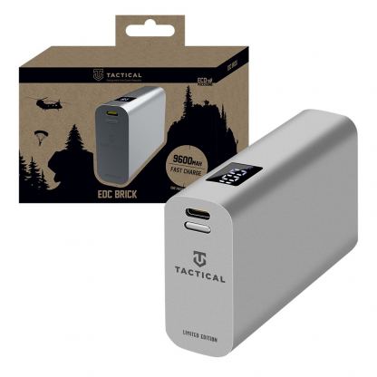 Tactical EDC Brick Power Bank 9600 mAh 22.5W - външна батерия с USB-A и USB-C портове с технология за бързо зареждане (сребрист) 5