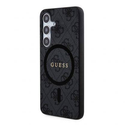 Guess PU 4G Colored Ring MagSafe Leather Hard Case - дизайнерски кожен кейс с MagSafe за Samsung Galaxy S24 Plus (черен) 2