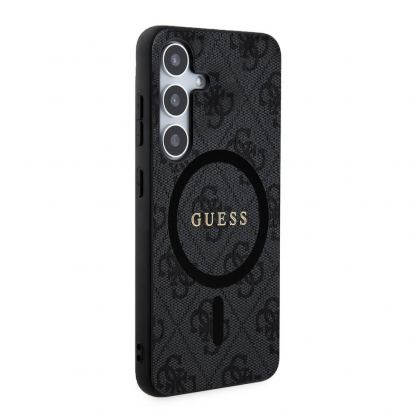 Guess PU 4G Colored Ring MagSafe Leather Hard Case - дизайнерски кожен кейс с MagSafe за Samsung Galaxy S24 Plus (черен) 4