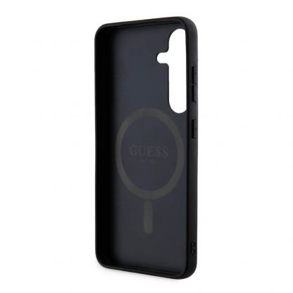 Guess PU 4G Colored Ring MagSafe Leather Hard Case - дизайнерски кожен кейс с MagSafe за Samsung Galaxy S24 Plus (черен) 6