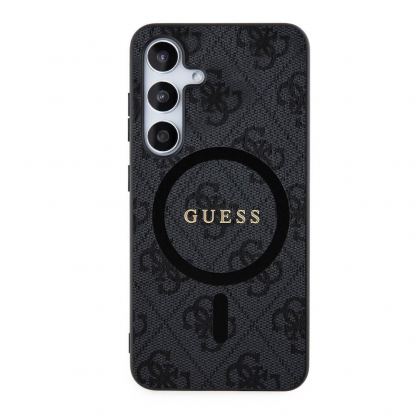 Guess PU 4G Colored Ring MagSafe Leather Hard Case - дизайнерски кожен кейс с MagSafe за Samsung Galaxy S24 (черен) 3