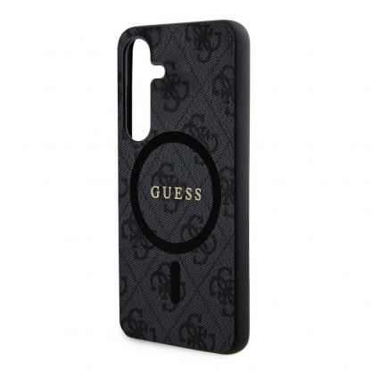 Guess PU 4G Colored Ring MagSafe Leather Hard Case - дизайнерски кожен кейс с MagSafe за Samsung Galaxy S24 (черен) 5
