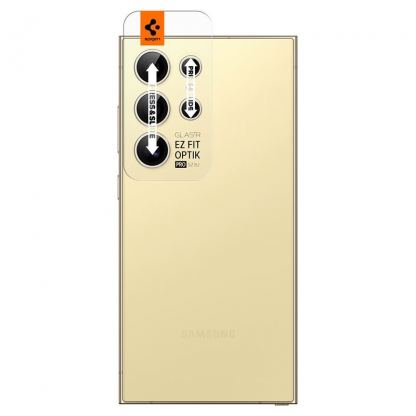 Spigen Glass.tR EZ Fit Optik Pro Tempered Glass 2 Pack - 2 комплекта предпазни стъклени лещи за камерата на Samsung Galaxy S24 Ultra (жълт) 2