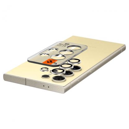 Spigen Glass.tR EZ Fit Optik Pro Tempered Glass 2 Pack - 2 комплекта предпазни стъклени лещи за камерата на Samsung Galaxy S24 Ultra (жълт) 5