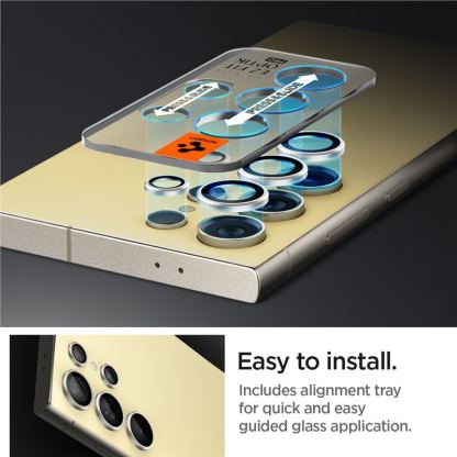 Spigen Glass.tR EZ Fit Optik Pro Tempered Glass 2 Pack - 2 комплекта предпазни стъклени лещи за камерата на Samsung Galaxy S24 Ultra (жълт) 9