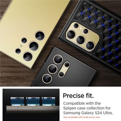 Spigen Glass.tR EZ Fit Optik Pro Tempered Glass 2 Pack - 2 комплекта предпазни стъклени лещи за камерата на Samsung Galaxy S24 Ultra (жълт) 10