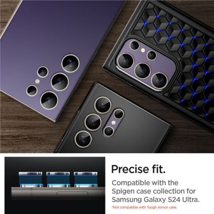 Spigen Glass.tR EZ Fit Optik Pro Tempered Glass 2 Pack - 2 комплекта предпазни стъклени лещи за камерата на Samsung Galaxy S24 Ultra (лилав) 10