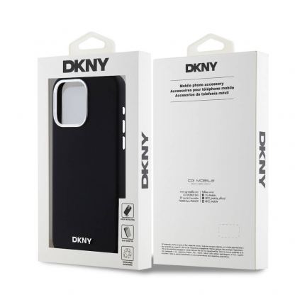 DKNY Liquid Silicone Silver Metal Logo MagSafe Case - дизайнерски силиконов кейс с MagSafe за iPhone 15 Pro Max (черен) 6