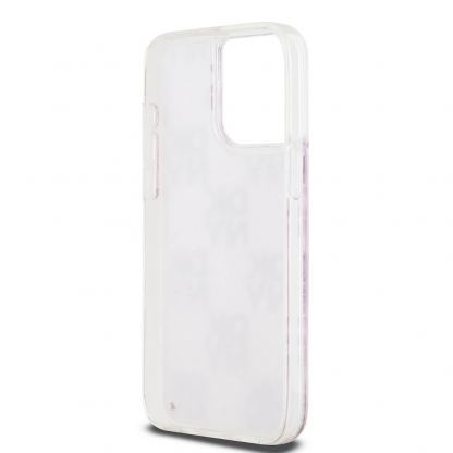 DKNY Liquid Glitter Checkered Pattern Case - дизайнерски кейс с висока защита за iPhone 15 Pro Max (розов) 5