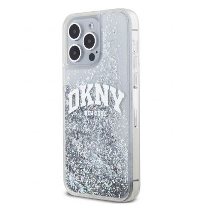 DKNY Liquid Glitter Arch Logo Case - дизайнерски кейс с висока защита за iPhone 15 Pro Max (прозрачен) 3