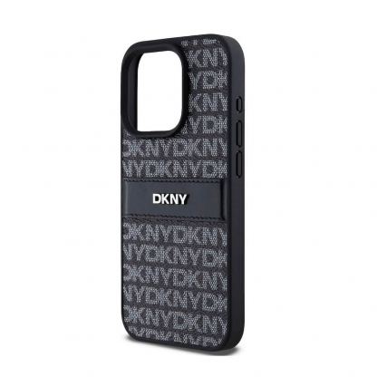 DKNY Repeat Pattern Tonal Stripe Leather Hard Case - дизайнерски кожен кейс за iPhone 15 Pro (черен) 4