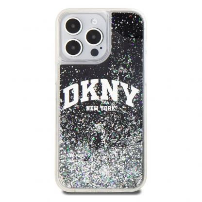 DKNY Liquid Glitter Arch Logo Case - дизайнерски кейс с висока защита за iPhone 14 Pro Max (черен) 2