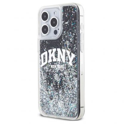 DKNY Liquid Glitter Arch Logo Case - дизайнерски кейс с висока защита за iPhone 14 Pro Max (черен) 3