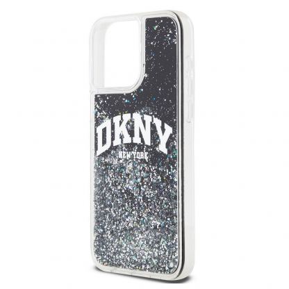 DKNY Liquid Glitter Arch Logo Case - дизайнерски кейс с висока защита за iPhone 14 Pro Max (черен) 4