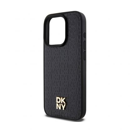 DKNY Repeat Pattern Stack Logo MagSafe Leather Hard Case - дизайнерски кожен кейс с MagSafe за iPhone 14 Pro (черен) 4