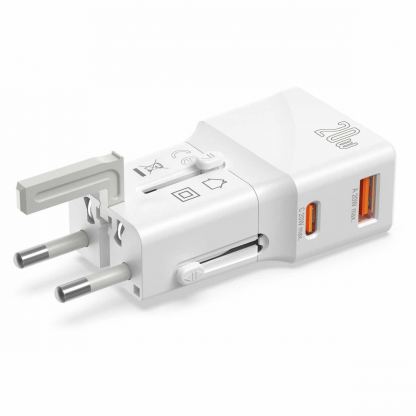 4smarts Nomad Pocket World Travel Adapter 20W - захранване с USB-C и USB-A изходи и преходници за цял свят в едно устройство за мобилни устройства (бял) 7