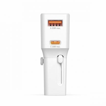 4smarts Nomad Pocket World Travel Adapter 20W - захранване с USB-C и USB-A изходи и преходници за цял свят в едно устройство за мобилни устройства (бял) 8