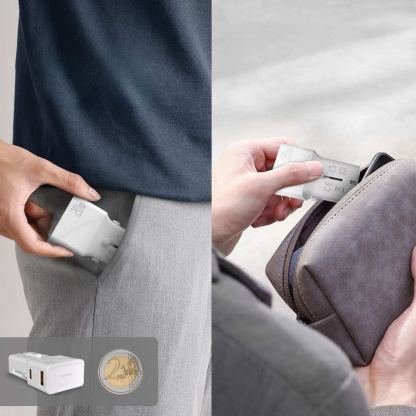 4smarts Nomad Pocket World Travel Adapter 20W - захранване с USB-C и USB-A изходи и преходници за цял свят в едно устройство за мобилни устройства (бял) 10