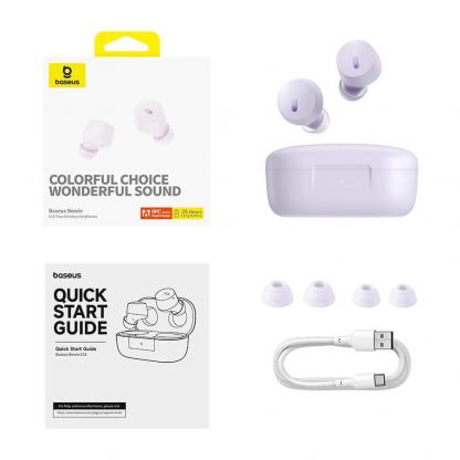 Baseus Bowie E18 TWS In-Ear Bluetooth Earbuds - спортни безжични слушалки със зареждащ кейс (лилав) 6