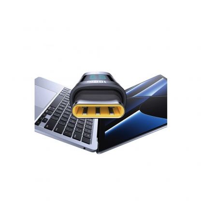 Usams Digital Display USB-C to USB-C Adapter 100W - адаптер от USB-C женско към USB-C мъжко с дисплей за мобилни устройства с USB-C порт (тъмносив)  5