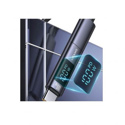 Usams Digital Display USB-C to USB-C Adapter 100W - адаптер от USB-C женско към USB-C мъжко с дисплей за мобилни устройства с USB-C порт (тъмносив)  7