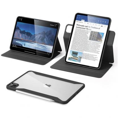 ESR Rebound Hybrid Case 360 - полиуретанов калъф с отделящ се кейс и поставка за iPad Pro 13 (2024) (черен-прозрачен) 2